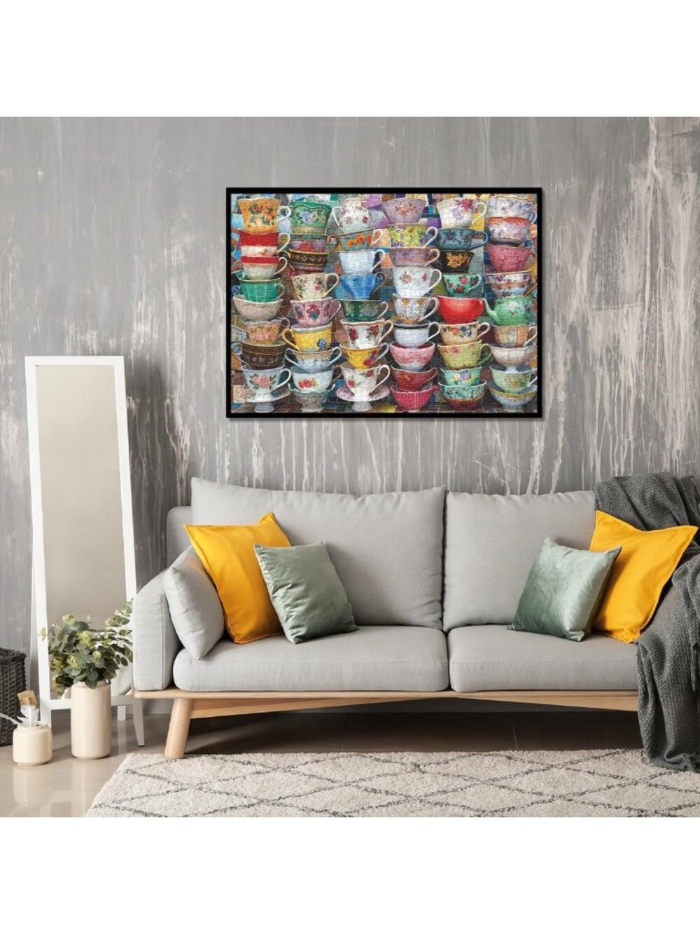 Colorful 1000-Piece Teacups Jigsaw Puzzle for Adults | Retro Tea Time Decor - Picture 2 of 7